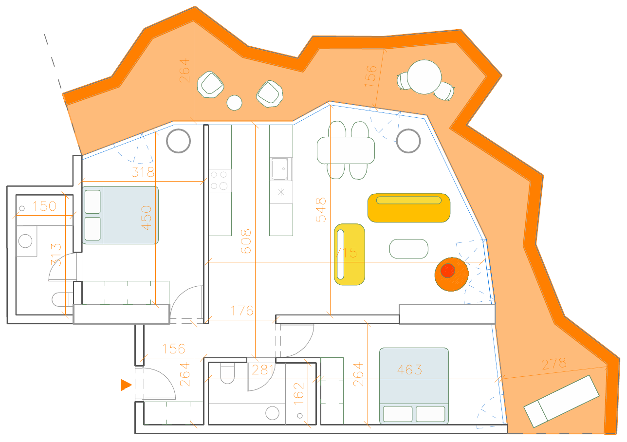 Planimetria 2D e apartamentit A01